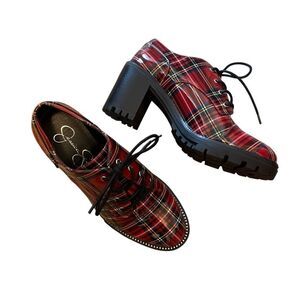 Jessica Simpson Resina Heeled Oxfords Plaid Size 7.5 NEW